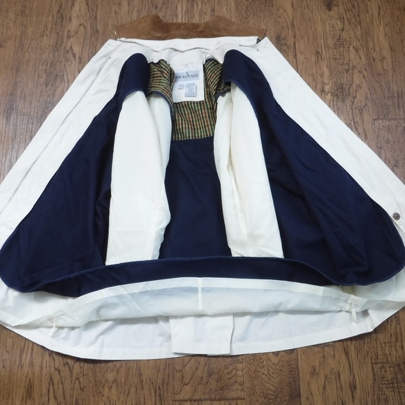 Braefair Brown Leather Trim&Detachable Lining&Collar Ivory Duffle Coat - Picture 9 of 11